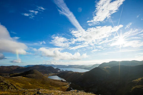 Herfst Zonsondergang Landschap Nordkapp Noorwegen — Stockfoto