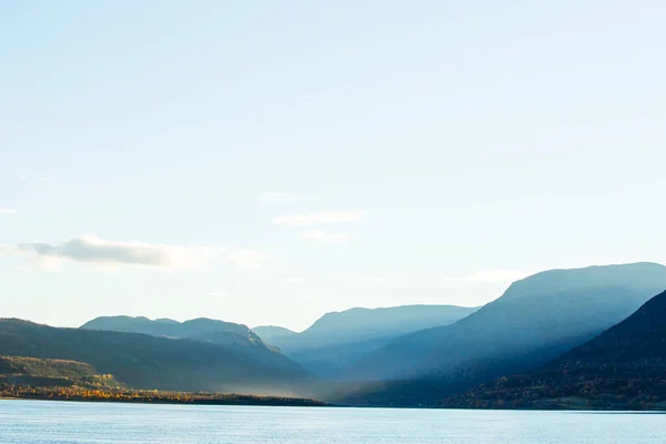 Puesta Sol Paisaje Otoño Norte Noruega Europa — Foto de Stock