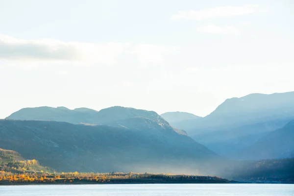 Puesta Sol Paisaje Otoño Norte Noruega Europa — Foto de Stock