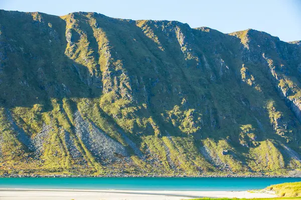 Höstlandskap Och Strand Lofoten Öarna Norge — Stockfoto