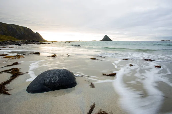 Lofoten Adaları Ndaki Sonbahar Manzarası Plajı Norveç — Stok fotoğraf