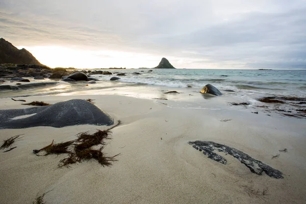 Lofoten Adaları Ndaki Sonbahar Manzarası Plajı Norveç — Stok fotoğraf