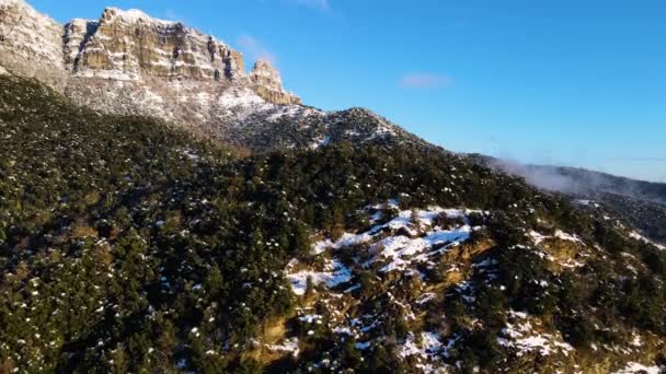 Escena Aérea Con Dron Las Nevadas Bracons Garrotxa Girona España — Vídeos de Stock