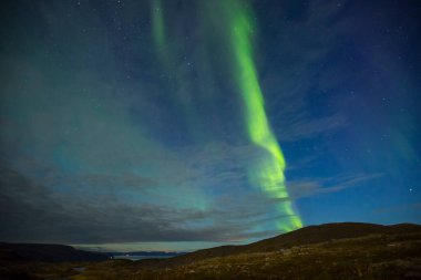 Nordkapp, Kuzey Norveç 'te Kuzey Işıkları. Avrupa.