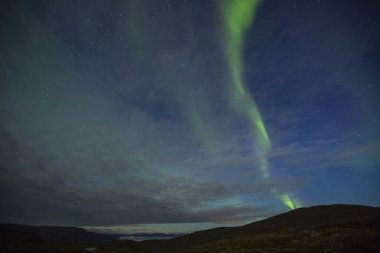 Nordkapp, Kuzey Norveç 'te Kuzey Işıkları. Avrupa.
