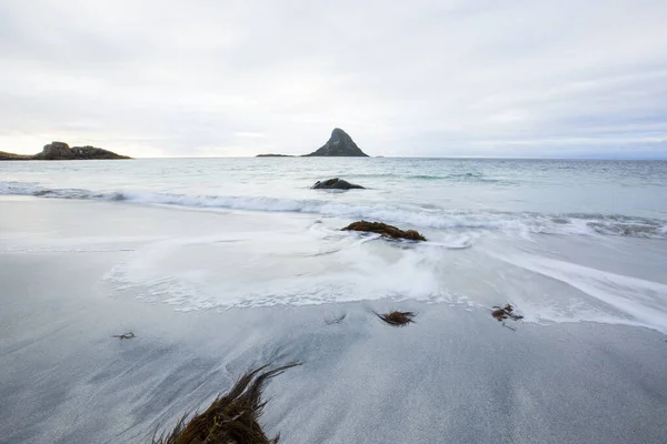 Lofoten Adaları Ndaki Sonbahar Manzarası Plajı Norveç — Stok fotoğraf