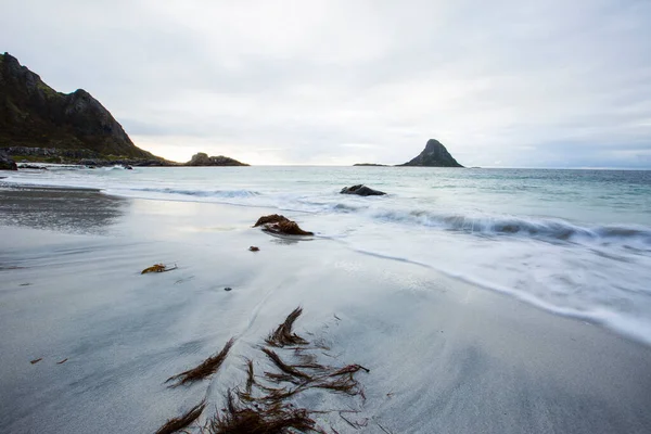 Lofoten Adaları Ndaki Sonbahar Manzarası Plajı Norveç — Stok fotoğraf