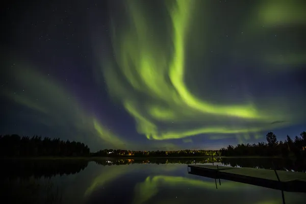 Luci Settentrionali Kiruna Lapponia Svezia Settentrionale — Foto Stock