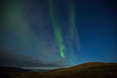 Nordkapp, Kuzey Norveç 'te Kuzey Işıkları. Avrupa.