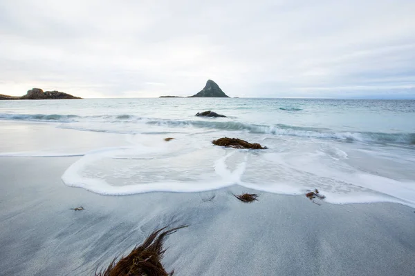 Lofoten Adaları Ndaki Sonbahar Manzarası Plajı Norveç — Stok fotoğraf