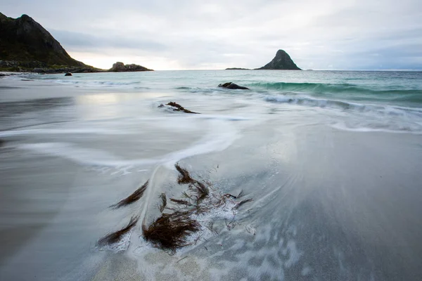 Lofoten Adaları Ndaki Sonbahar Manzarası Plajı Norveç — Stok fotoğraf