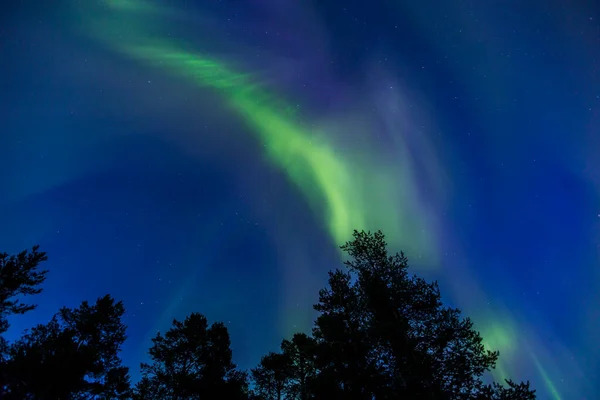 Luci Settentrionali Kiruna Lapponia Svezia Settentrionale — Foto Stock