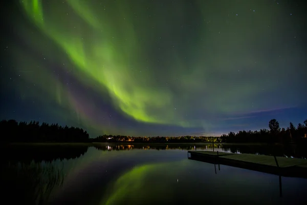 Luci Settentrionali Kiruna Lapponia Svezia Settentrionale — Foto Stock