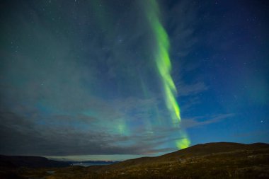 Nordkapp, Kuzey Norveç 'te Kuzey Işıkları. Avrupa.