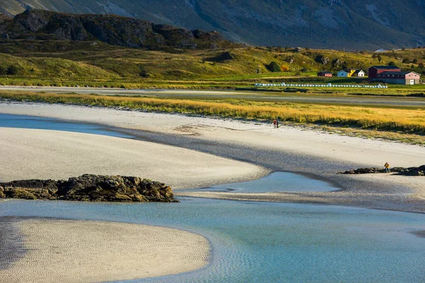 Autumn Landscape Beach Lofoten Islands Norway — Stock Photo, Image