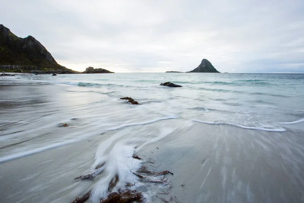 Lofoten Adaları Ndaki Sonbahar Manzarası Plajı Norveç — Stok fotoğraf