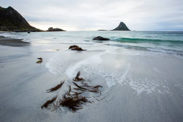 Lofoten Adaları Ndaki Sonbahar Manzarası Plajı Norveç — Stok fotoğraf