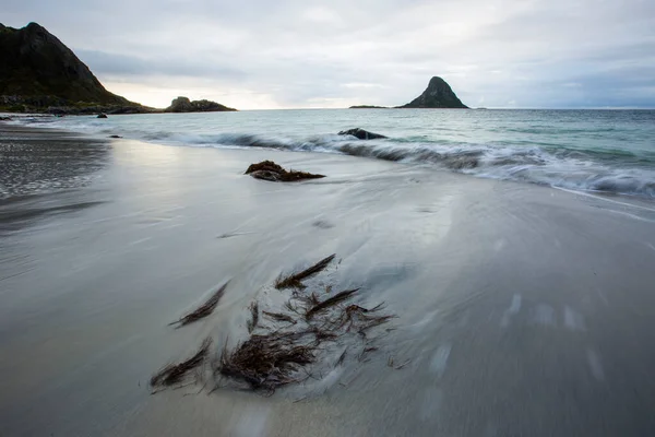 Lofoten Adaları Ndaki Sonbahar Manzarası Plajı Norveç — Stok fotoğraf