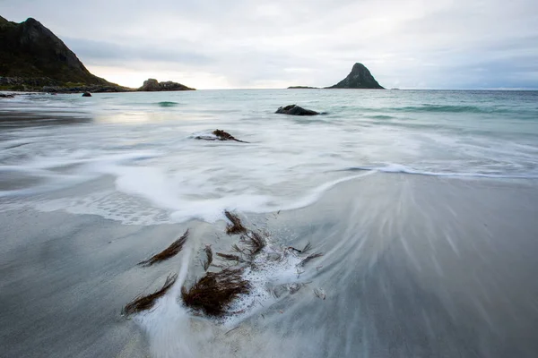 Lofoten Adaları Ndaki Sonbahar Manzarası Plajı Norveç — Stok fotoğraf