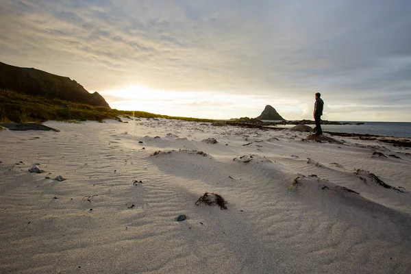 Herbstliche Landschaft Und Strand Auf Den Lofoten Norwegen — Stockfoto