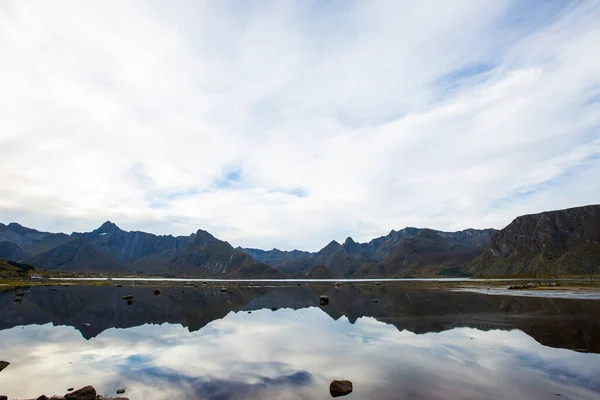 Autumn Landscape Beach Lofoten Islands Norway — Stock Photo, Image