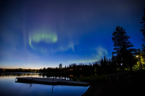 Luzes Emergência Kiruna Lapland Norte Suécia — Fotografia de Stock