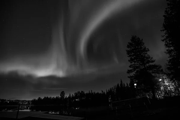 Kuzey Işıkları Kiruna Laponya Kuzey Sveç — Stok fotoğraf