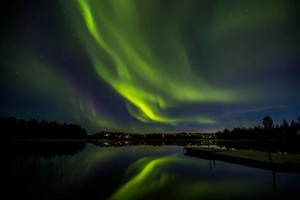 Luci Settentrionali Kiruna Lapponia Svezia Settentrionale — Foto Stock