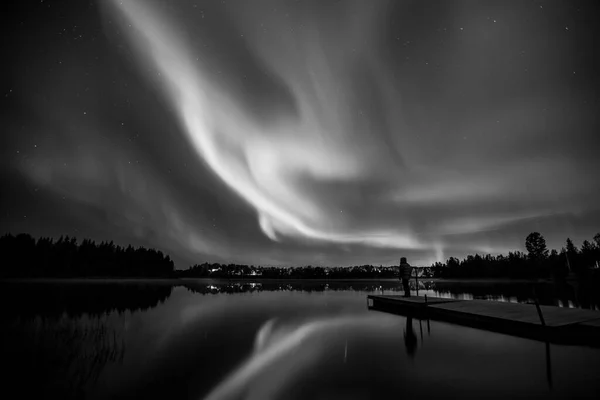 Luzes Emergência Kiruna Lapland Norte Suécia — Fotografia de Stock