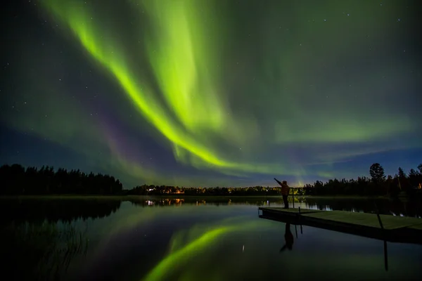 Luzes Emergência Kiruna Lapland Norte Suécia — Fotografia de Stock