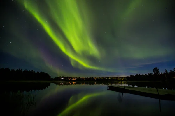 Luzes Emergência Kiruna Lapland Norte Suécia — Fotografia de Stock