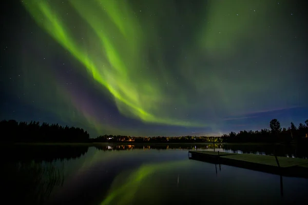 Kuzey Işıkları Kiruna Laponya Kuzey Sveç — Stok fotoğraf