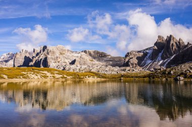 Tre Cime Di Lavaredo 'da gün batımı, Dolomitler, Alpler, Kuzey İtalya