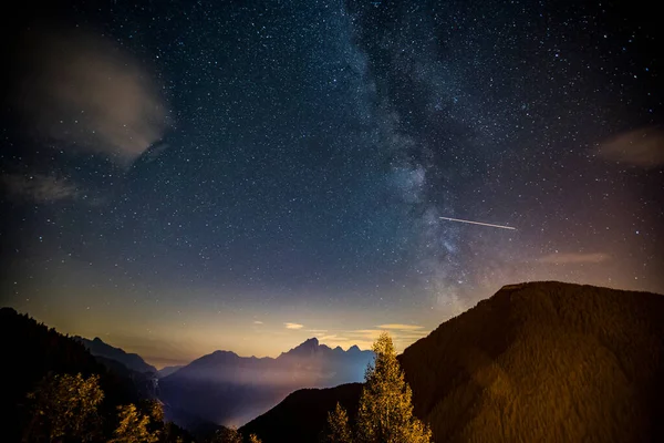Vintergatan Dolomiterna Alperna Italien Europa — Stockfoto