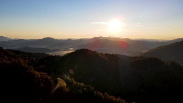 Cena Aérea Com Drone Paisagem Outono Puigsacalm Peak Garrotxa Girona — Vídeo de Stock