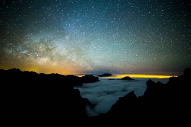 Caldera de Taburiente 'deki Samanyolu, La Palma Adası, Kanarya Adaları, İspanya