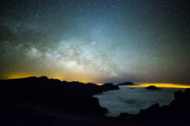 Caldera de Taburiente 'deki Samanyolu, La Palma Adası, Kanarya Adaları, İspanya