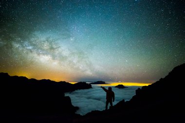 Caldera de Taburiente 'deki Samanyolu, La Palma Adası, Kanarya Adaları, İspanya
