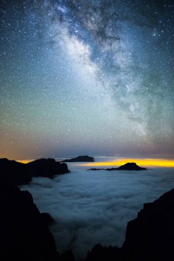 Caldera de Taburiente 'deki Samanyolu, La Palma Adası, Kanarya Adaları, İspanya