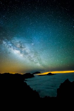 Caldera de Taburiente 'deki Samanyolu, La Palma Adası, Kanarya Adaları, İspanya
