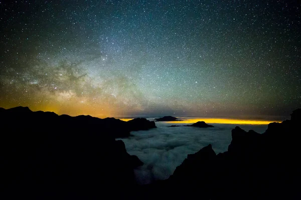 Caldera de Taburiente 'deki Samanyolu, La Palma Adası, Kanarya Adaları, İspanya