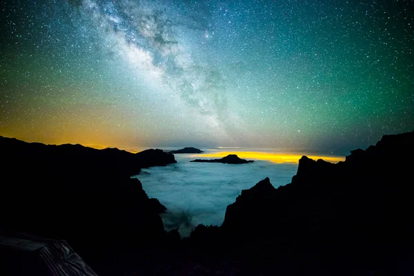 Caldera de Taburiente 'deki Samanyolu, La Palma Adası, Kanarya Adaları, İspanya