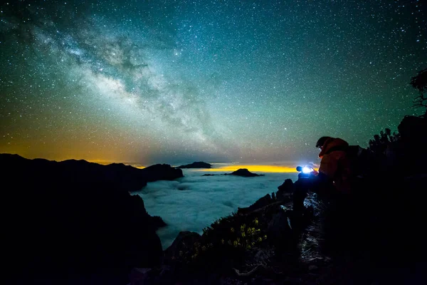 Caldera de Taburiente 'deki Samanyolu, La Palma Adası, Kanarya Adaları, İspanya