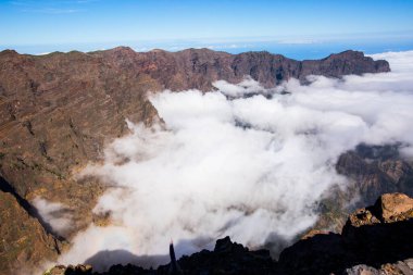 Caldera de Taburiente 'de bahar günbatımı, La Palma Adası, Kanarya Adaları, İspanya