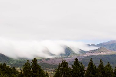 Caldera De Taburiente 'de bulutlar, La Palma Adası, Kanarya Adaları, İspanya