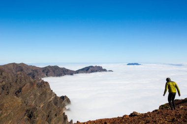 Caldera de Taburiente 'de bahar günbatımı, La Palma Adası, Kanarya Adaları, İspanya