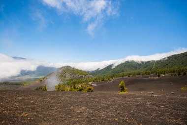 Caldera De Taburiente 'de bulutlar, La Palma Adası, Kanarya Adaları, İspanya