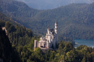 Güney Almanya, Bavyera 'daki Neuschwanstein Kalesi' nde yaz mevsimi. Avrupa