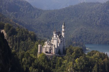 Güney Almanya, Bavyera 'daki Neuschwanstein Kalesi' nde yaz mevsimi. Avrupa