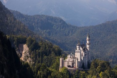 Güney Almanya, Bavyera 'daki Neuschwanstein Kalesi' nde yaz mevsimi. Avrupa
